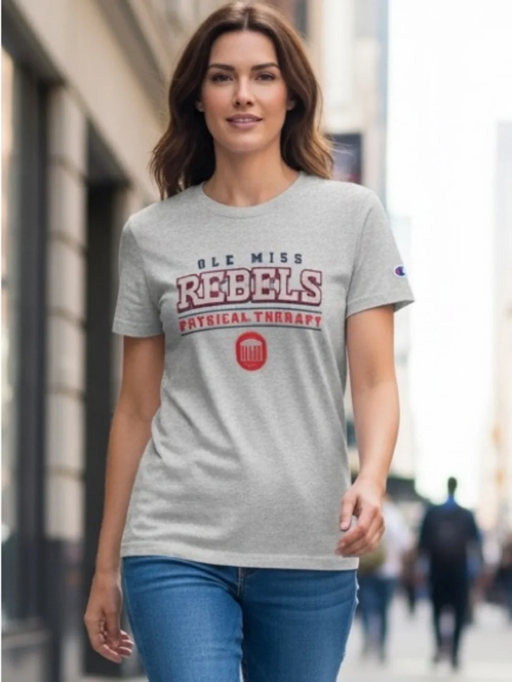 Champion Small Graphic Tee Ole Miss Rebels Physical Therapy Gray T-Shirt - Picture 1 of 6